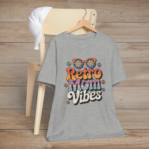 🌸 Retro Mom Vibes – A Groovy Tribute to Flower Power & Mama Magic! 🌼 Athletic Heather