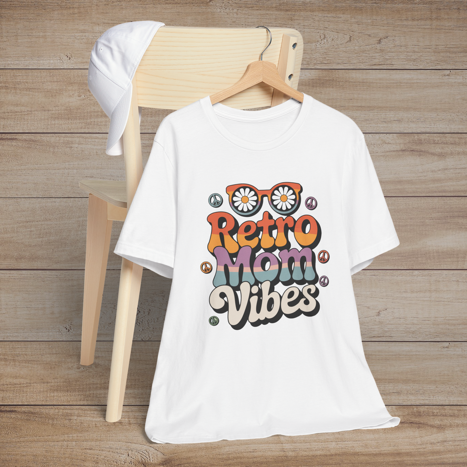 🌸 Retro Mom Vibes – A Groovy Tribute to Flower Power & Mama Magic! 🌼 White