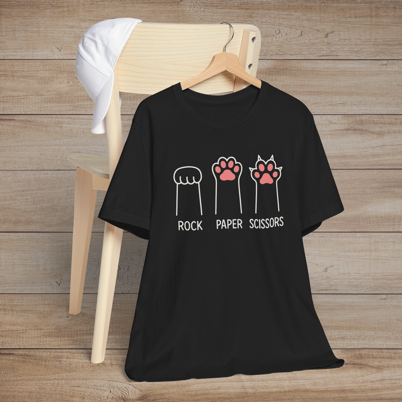🐾 Rock Paper Scissors – The Ultimate Cat Paw Edition Tee Black