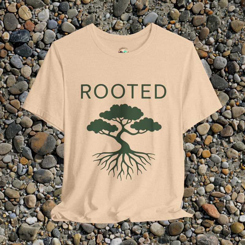 🌳 The Rooted Tree T-Shirt – Minimalist Tree & Roots Graphic Tee for Nature Lovers Heather Sand Dune
