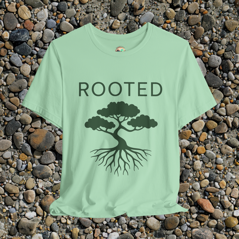 🌳 The Rooted Tree T-Shirt – Minimalist Tree & Roots Graphic Tee for Nature Lovers Mint