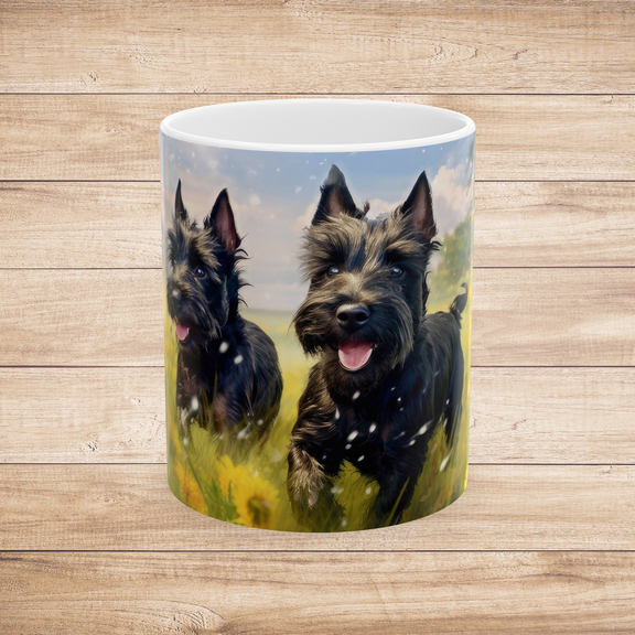 The Scottish Terrier White Coffee Mug – Cute Scottie Dog Playtime Cup 11oz