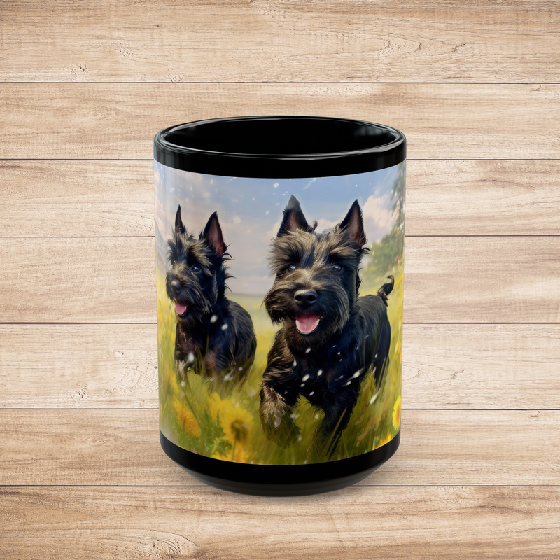 Scottish Terrier Black Mug – Playful & Whimsical Dog Lover Cup 15oz