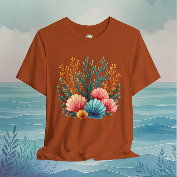 🌊 Seashell Coral Garden – Premium Ocean-Inspired Graphic Tee Autumn