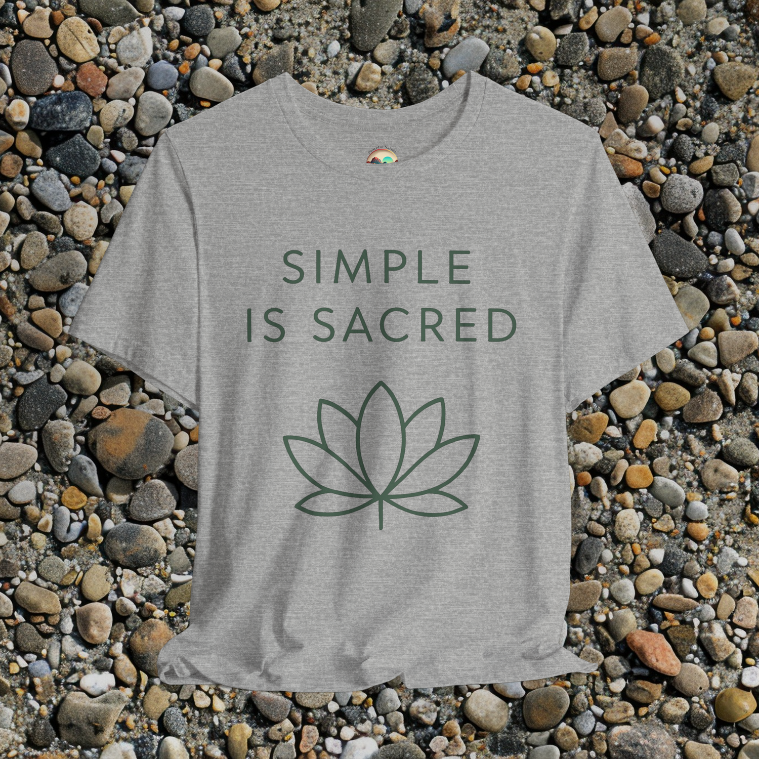 Simple Is Sacred Lotus Tee – Minimalist Earthy T-Shirt for Mindful Living Athletic Heather