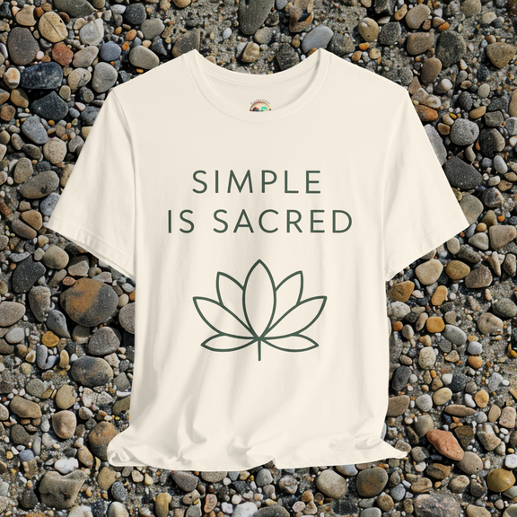 Simple Is Sacred Lotus Tee – Minimalist Earthy T-Shirt for Mindful Living Natural