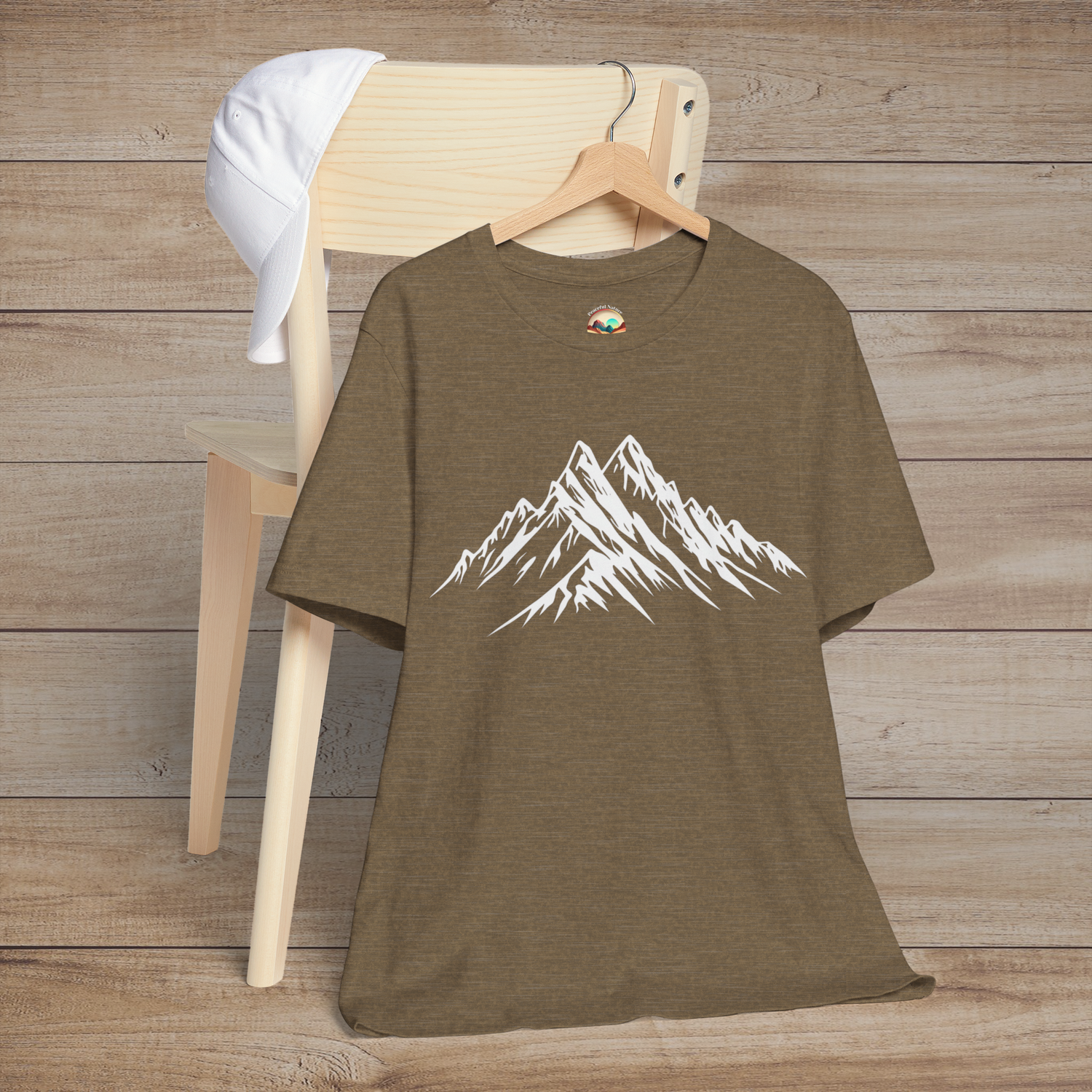 The Snowy Mountains T-Shirt - Minimalist Outdoor Adventure Tee Heather Olive