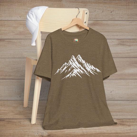 The Snowy Mountains T-Shirt - Minimalist Outdoor Adventure Tee Heather Olive
