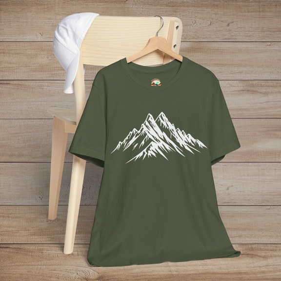 The Snowy Mountains T-Shirt - Minimalist Outdoor Adventure Tee Military Green