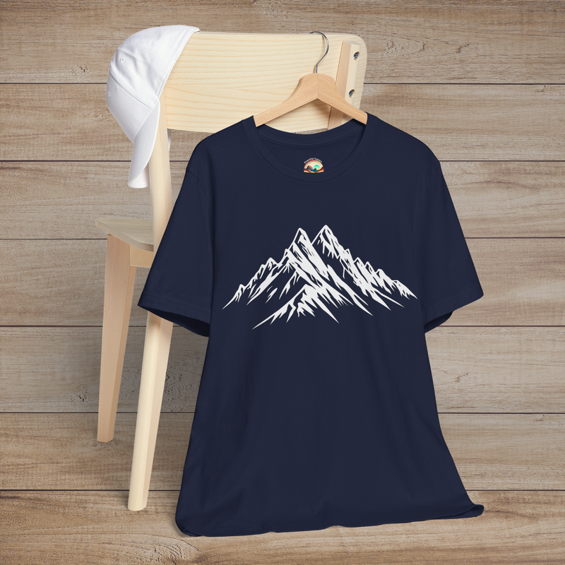 The Snowy Mountains T-Shirt - Minimalist Outdoor Adventure Tee Navy