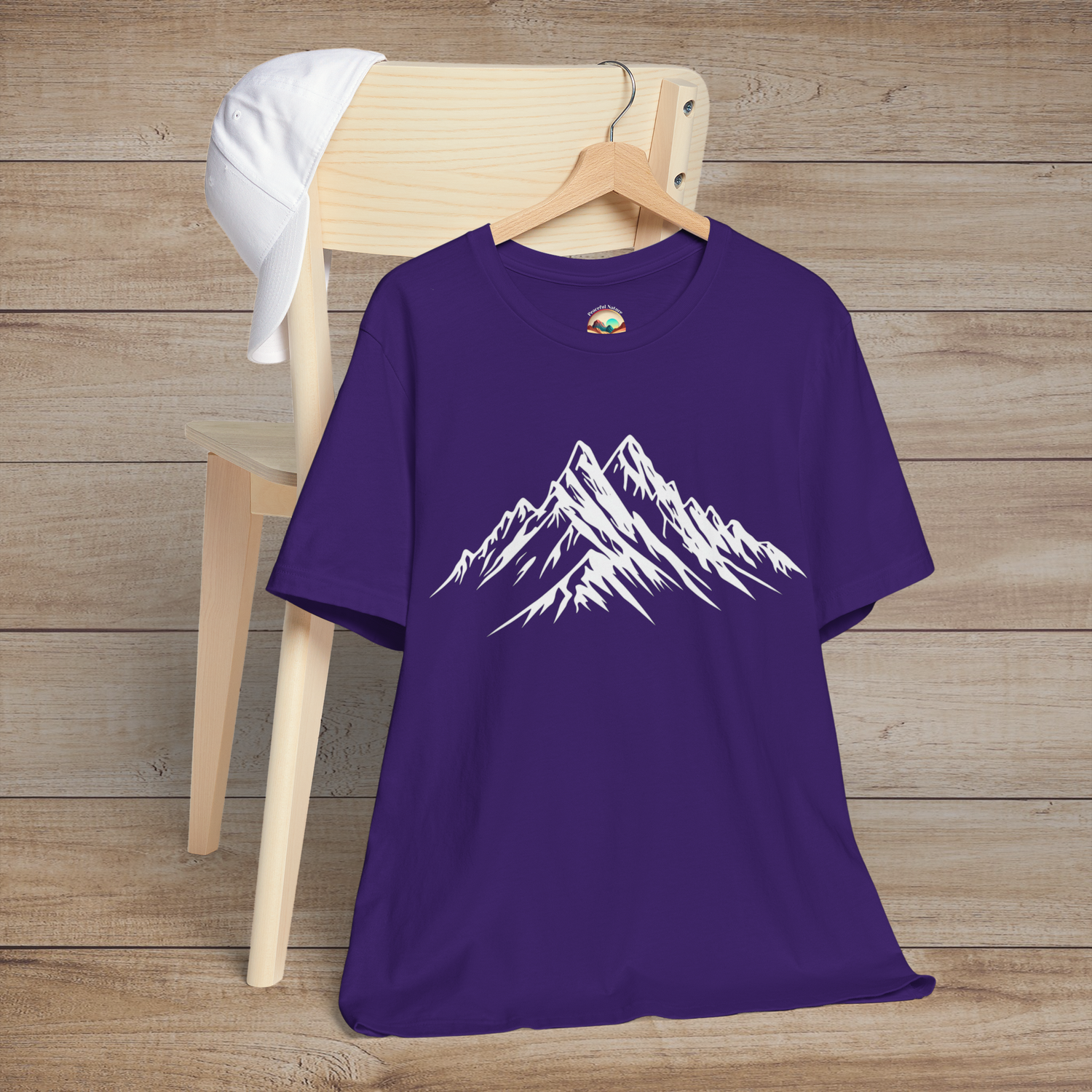 The Snowy Mountains T-Shirt - Minimalist Outdoor Adventure Tee Team Purple