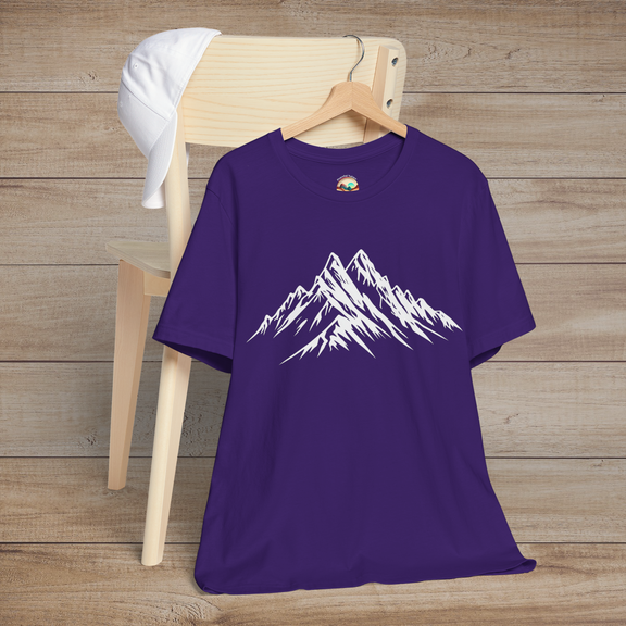 The Snowy Mountains T-Shirt - Minimalist Outdoor Adventure Tee Team Purple