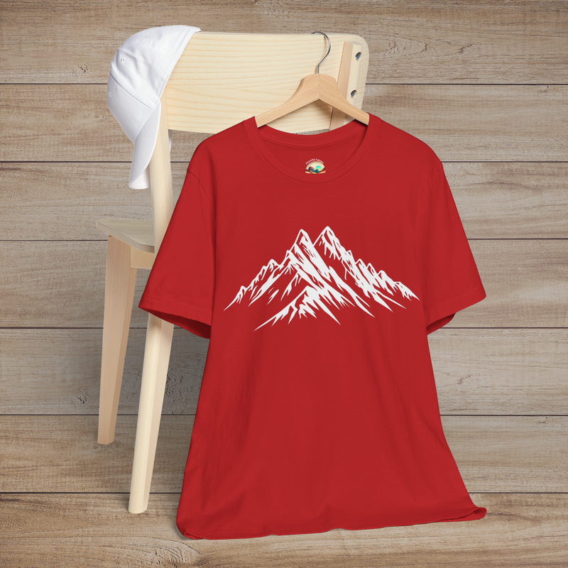 The Snowy Mountains T-Shirt - Minimalist Outdoor Adventure Tee Red