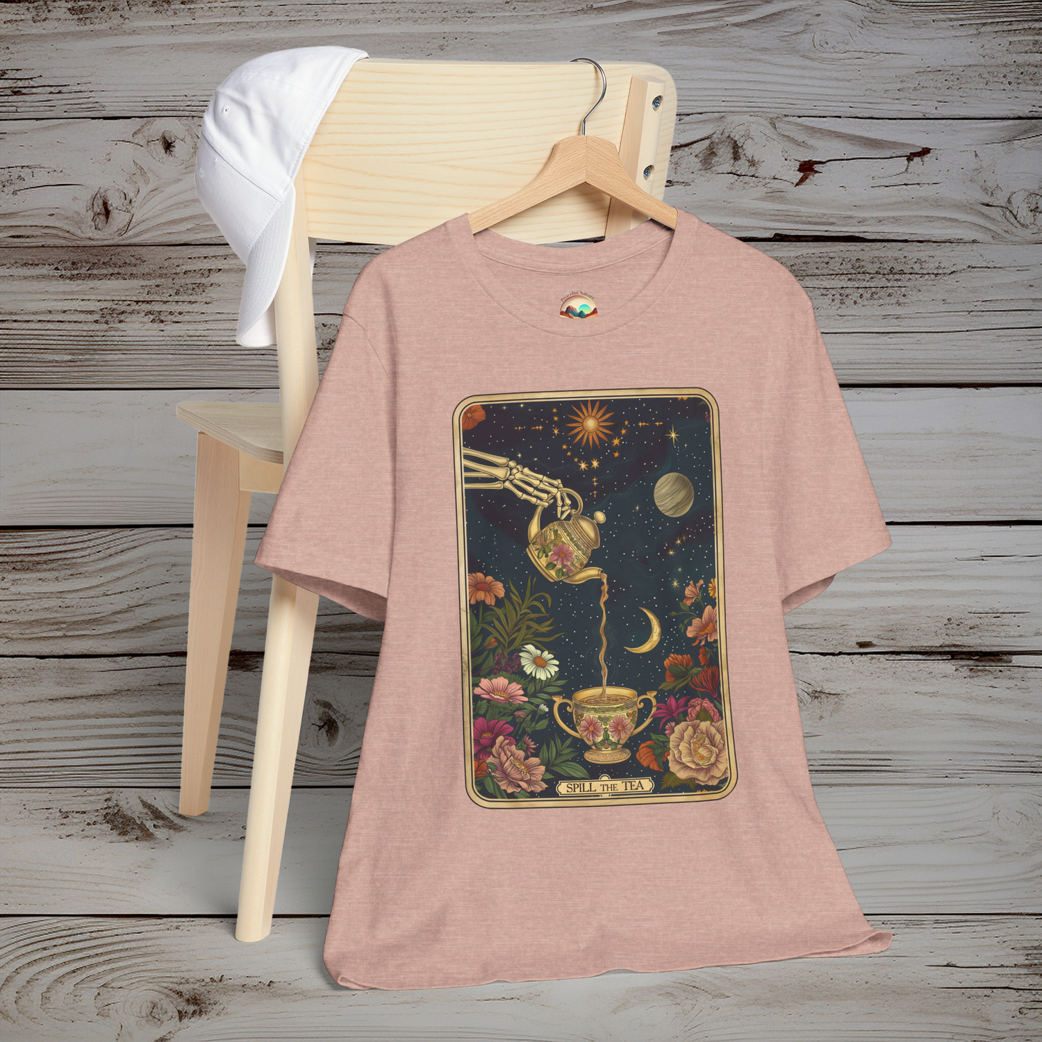The “Spill the Tea” T-Shirt - Mystical & Celestial Gothic Tee Heather Prism Peach