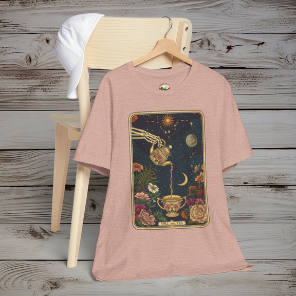 The “Spill the Tea” T-Shirt - Mystical & Celestial Gothic Tee Heather Prism Peach