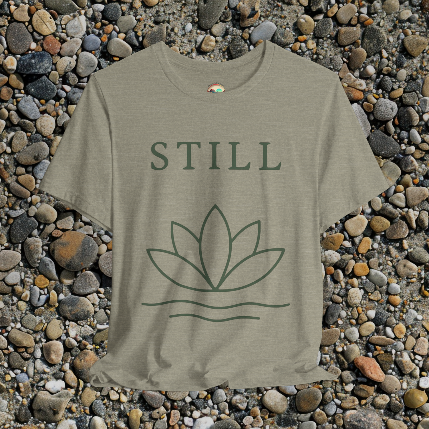🧘 STILL T-Shirt – Minimalist Lotus Flower | Innerverse & Soulful Apparel Heather Stone