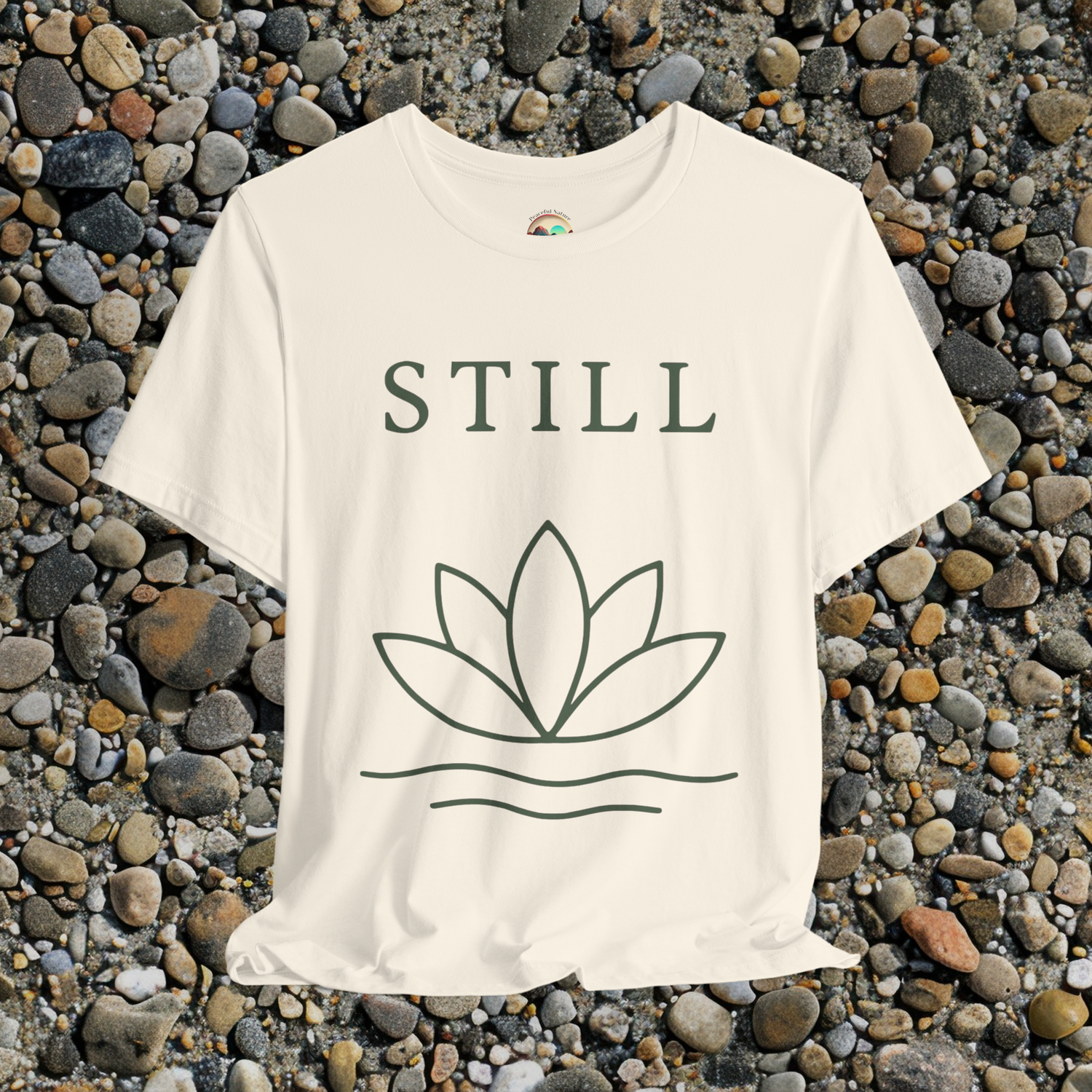 🧘 STILL T-Shirt – Minimalist Lotus Flower | Innerverse & Soulful Apparel Natural