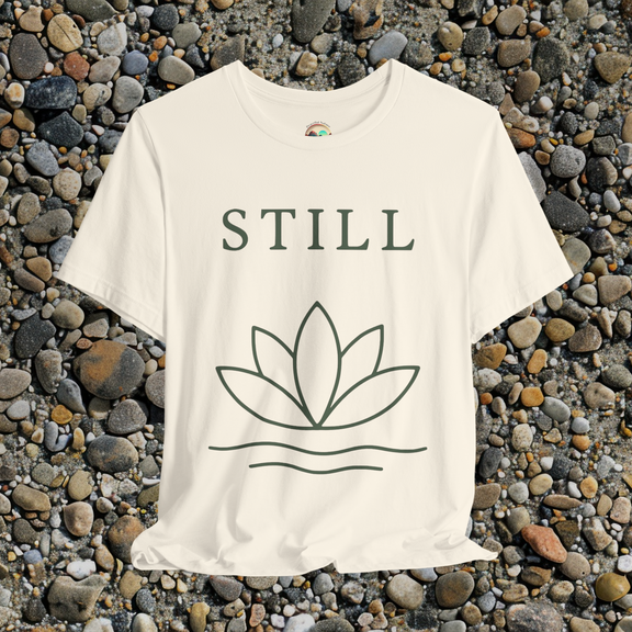 🧘 STILL T-Shirt – Minimalist Lotus Flower | Innerverse & Soulful Apparel Natural