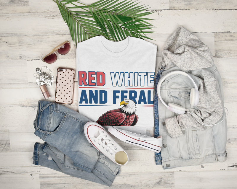 🦅 Red, White, and Feral – Premium Patriotic Eagle Graphic Tee