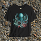 🦑 Teal Octopus Watercolor Tee – Marine Life-Inspired T-Shirt Black