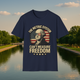 The Metric System Can’t Measure Freedom T-Shirt – Vintage Patriotic Humor Tee Navy