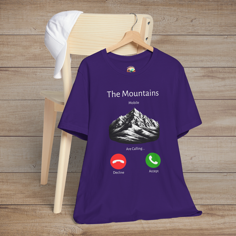 The Mountains Are Calling T-Shirt – Adventure and Hiking Tee Team Purple