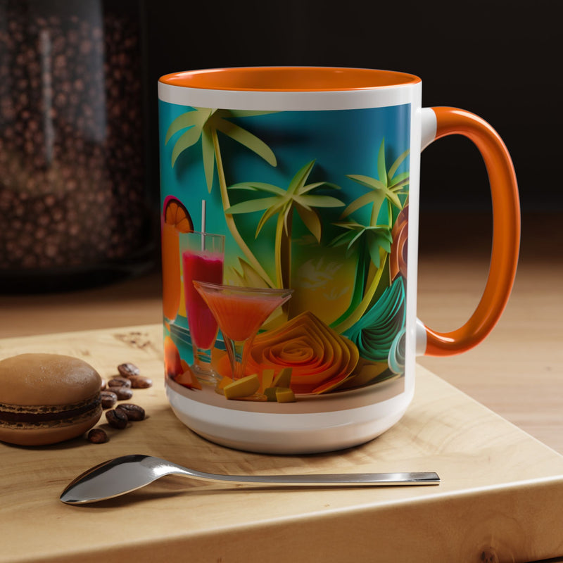 The Tropical Bliss Mug – Vibrant Beach-Themed Coffee Cup 15oz Orange
