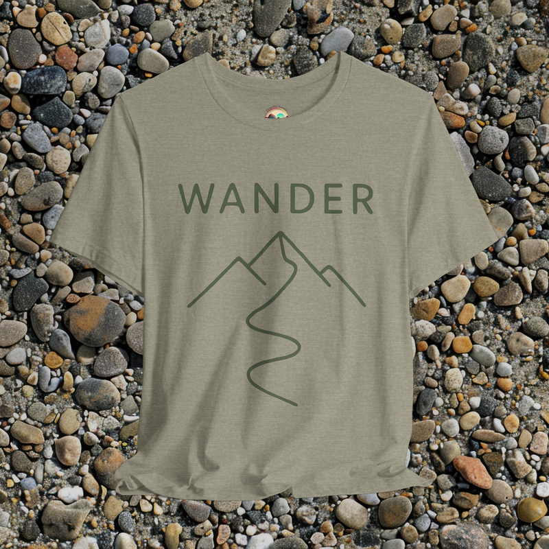 🥾 The Wanderer T-Shirt – Minimalist Mountain Trail Graphic Tee for Nature Lovers Heather Stone