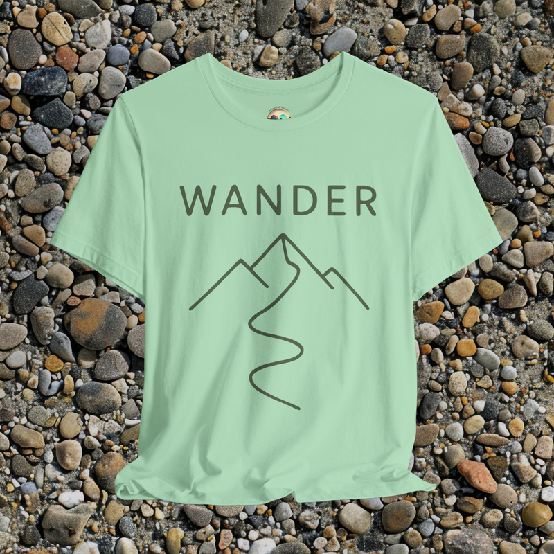 🥾 The Wanderer T-Shirt – Minimalist Mountain Trail Graphic Tee for Nature Lovers Mint