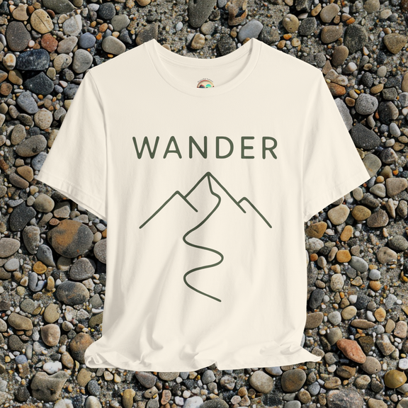 🥾 The Wanderer T-Shirt – Minimalist Mountain Trail Graphic Tee for Nature Lovers Natural