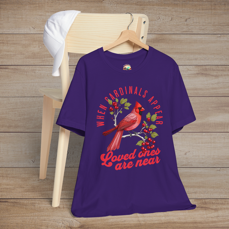 The “When Cardinals Appear" T-Shirt – Memorial & Spiritual Tee Team Purple
