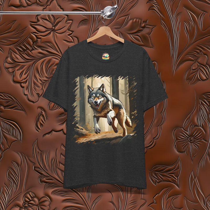 The Wild Wolf Hunt T-Shirt - Fierce & Untamed Wildlife Tee Dark Grey Heather