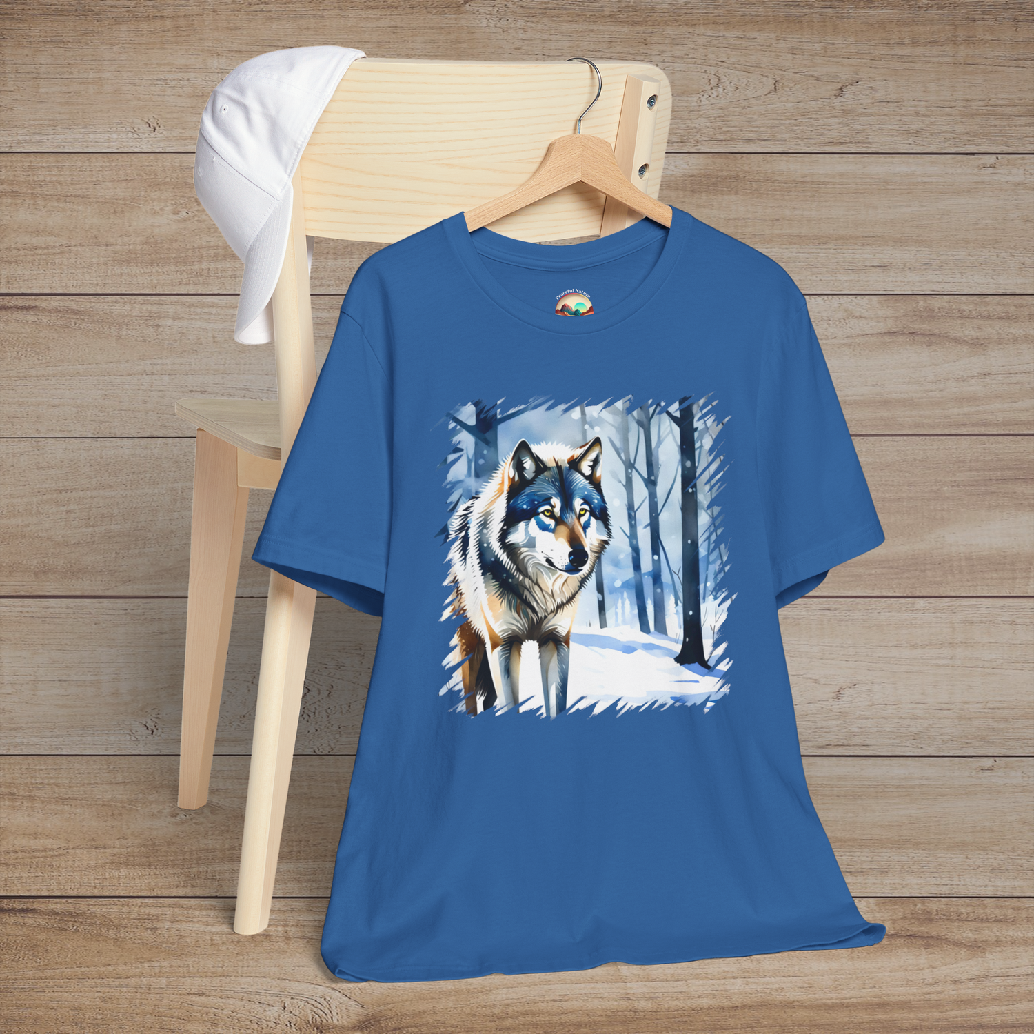 The Winter Wolf T-Shirt - A Symbol of Strength & Wilderness Columbia Blue