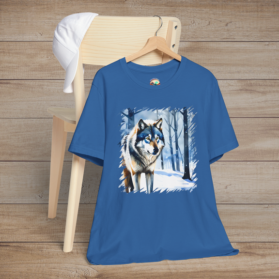 The Winter Wolf T-Shirt - A Symbol of Strength & Wilderness Columbia Blue