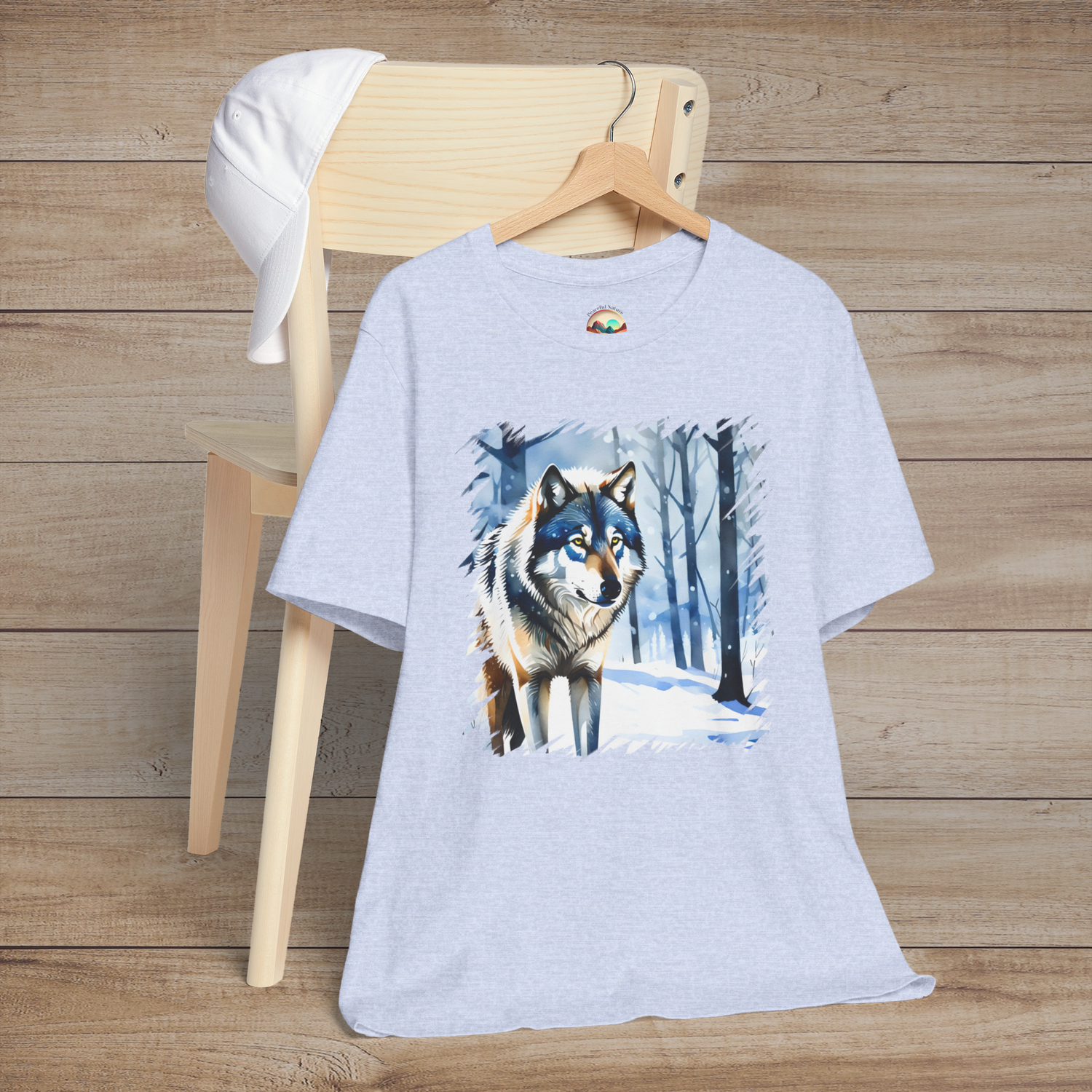 The Winter Wolf T-Shirt - A Symbol of Strength & Wilderness Heather Prism Blue