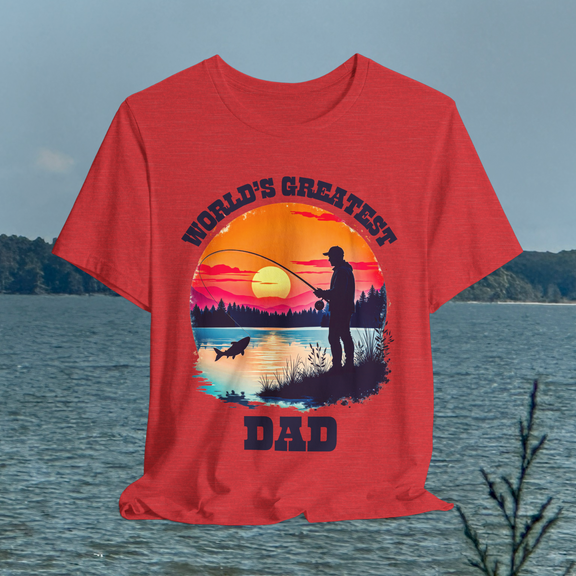🎣 Reel in the Love – World’s Greatest Dad Fishing Tee Heather Red