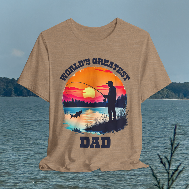 🎣 Reel in the Love – World’s Greatest Dad Fishing Tee Heather Tan