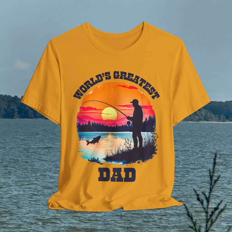 🎣 Reel in the Love – World’s Greatest Dad Fishing Tee Mustard