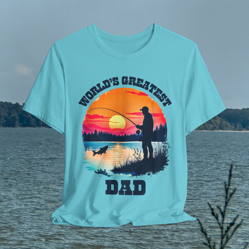 🎣 Reel in the Love – World’s Greatest Dad Fishing Tee Turquoise
